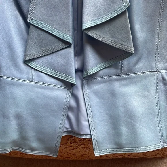 White House Black Market 100% Leather Blue Jackey - Picture 5 of 12